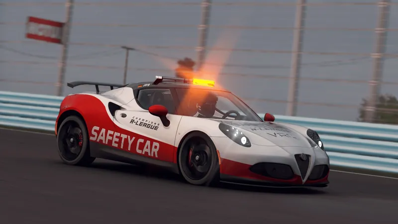 Alfa Romeo 4C safety car with light bar at Watkins Glen