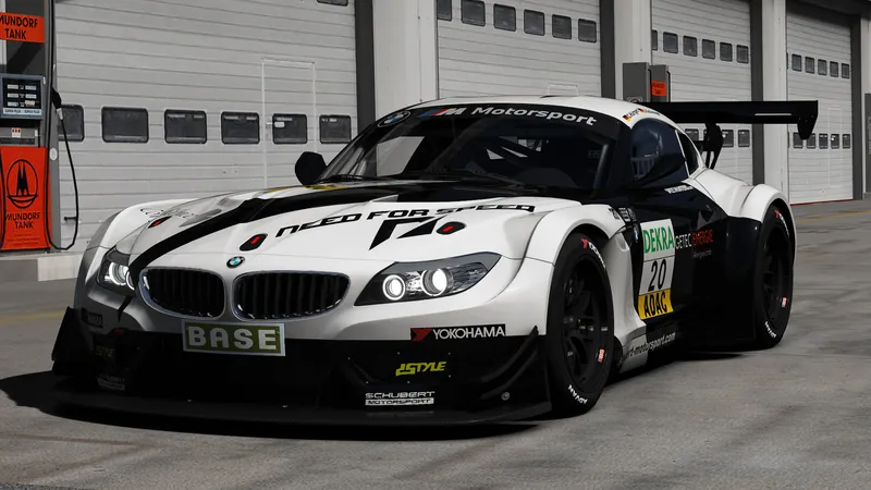 BMW Z4 GT3 in white livery on track